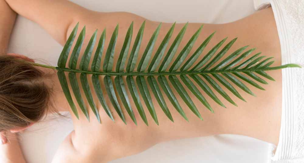 top view leaf woman back